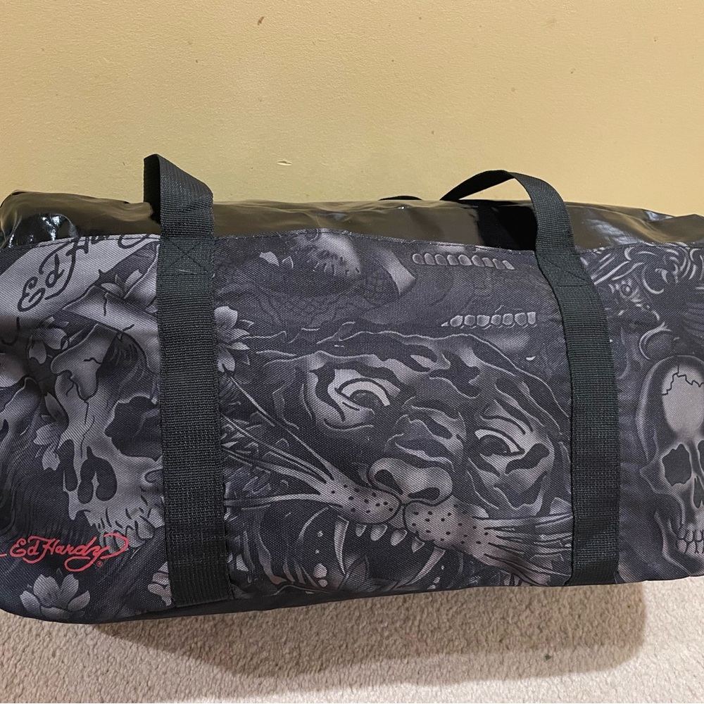 Ed Hardy Christian Audigier Skulls Tiger Head Travel Weekender Duffle Gym Bag